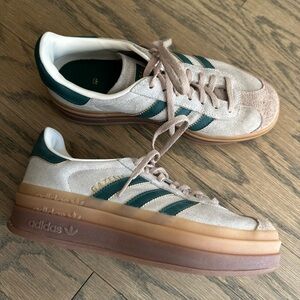 Adidas Women's Gazelle Bold Sneakers - Cream / Green / Magic Beige - 6.5